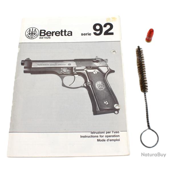 Livret pour Beretta srie 92 avec brosse et douille d'entretien