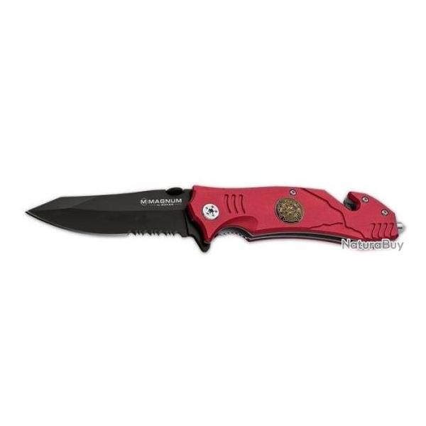 COUTEAU BOKER MAGNUM FIRE FIGHTER MANCHE ALUMINIUM LAME 86mm