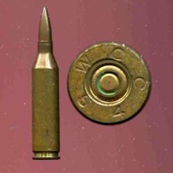 .22 NATO - RARE cartouche XPL US - amorçage électrique - marquage : WCC 54 - étui laiton de 51.8 mm