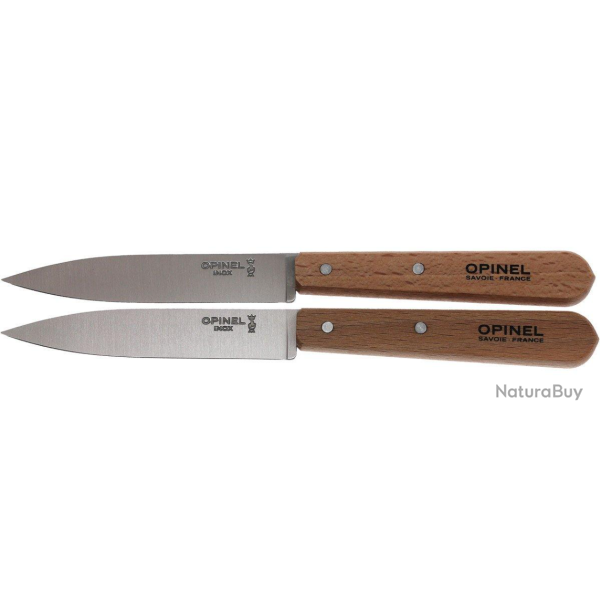 Lot de 2 Couteaux d'Office Opinel N112 - Lame acier inoxydable - Manche Htre Naturel