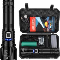 Lampe Torche LED Ultra Puissante 500000 Lumens Rechargeable 5 Modes D'éclairage IP67 Étanche