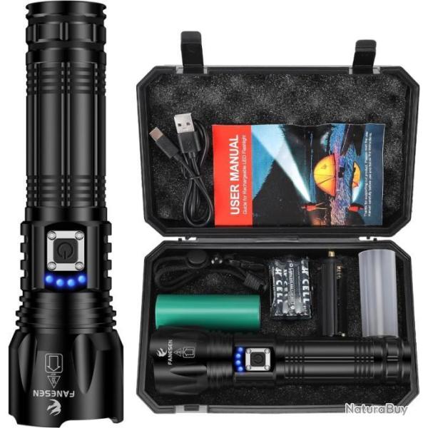 Lampe Torche LED Ultra Puissante 500000 Lumens Rechargeable 5 Modes D'clairage IP67 tanche