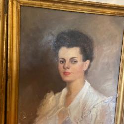 Tableaux portraits anc&ecirc;tres  19e. Pr&eacute;voir retouches sur toile  dimensions 60x73.