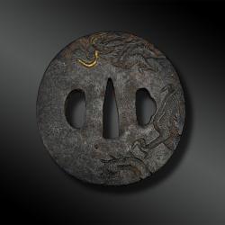 TSUBA Naga Maru Gata signé - Japon - Période Edo (1603-1868)