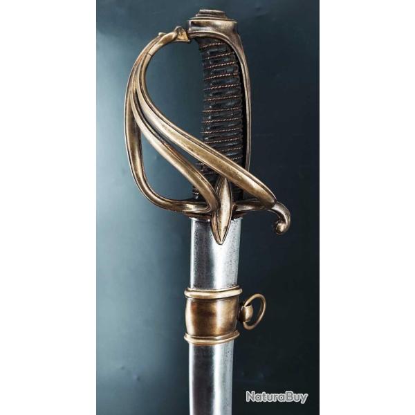 SABRE D'OFFICIER DE CAVALERIE LGRE MONTURE  LA CHASSEUR DU MODLE AN IX LAME SOLINGEN - FRANCE CO