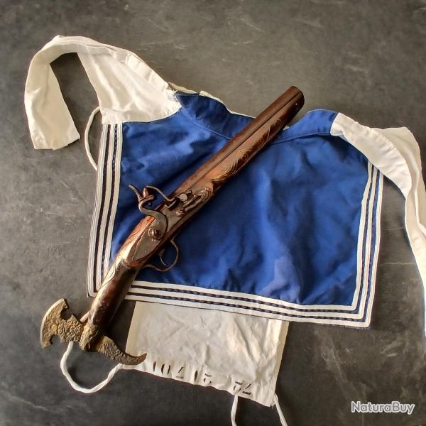 Pistolet  silex avec brise crne