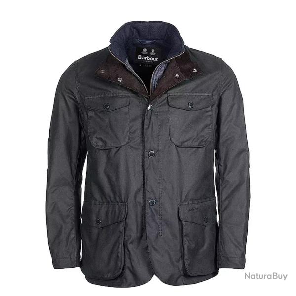 BARBOUR veste Ogston wax marine fonc et dtails brown