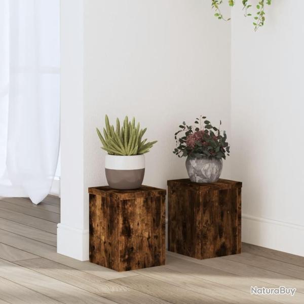 Supports pour plantes 2 pcs ch�ne fum� bois d'ing�nierie
