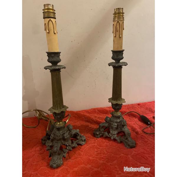 Bougeoirs 19e. lectrifi bronze et rgule