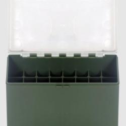 Bo&icirc;te de rangement verte couvercle transparent 32 munitions calibre 338L
