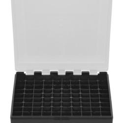Bo&icirc;te de rangement noire couvercle transparent 100 munitions calibre 22LR - 25ACP
