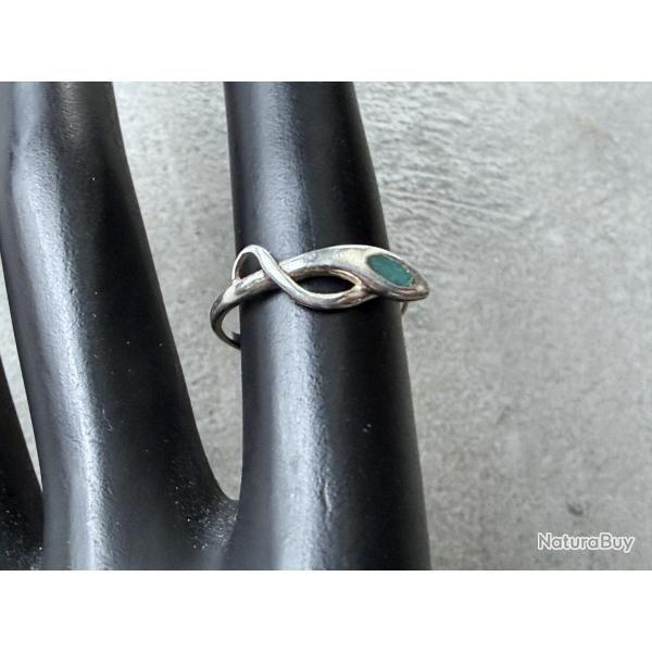 Bague argent serpent - taille 52 - pierre turquoise
