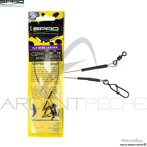 Bas de ligne SPRO Matte black leader 7x7 wire 5kg / 30cm