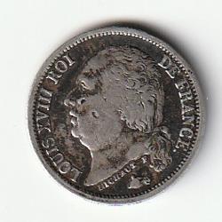 Pi&egrave;ce de Monnaie Argent France 1/2 francs Louis XVIII 1823 Paris Rare Et Recherch&eacute;e