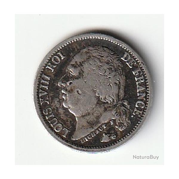 Pi�ce de Monnaie Argent France 1/2 francs Louis XVIII 1823 Paris Rare Et Recherch�e
