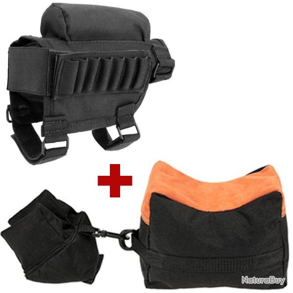 PACK BUSC CARTOUCHIERE GAUCHER/DROITIER + 2 SACS DE TIR - NOIR - LIVRAISON GRATUITE