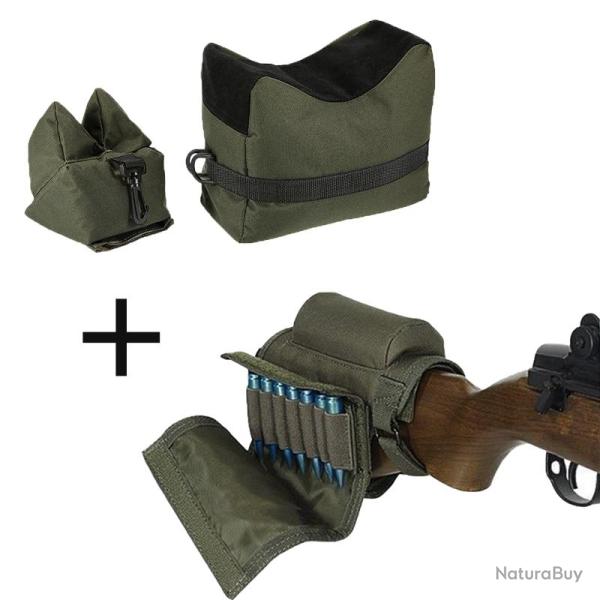 2 sacs de tir 2 + cartouchiere de crosse gaucher/droitier - vert - LIVRAISON GRATUITE