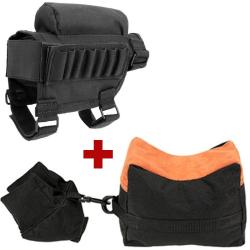Cartouchiere de crosse gaucher ou droitier avec 2 sacs de tir - noir - LIVRAISON GRATUITE