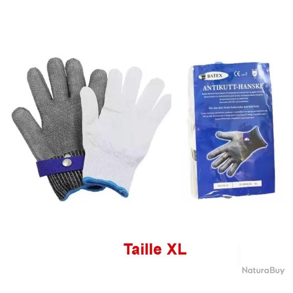 GANTS ANTI-COUPURE ACIER + GANTS PP - PROTECTION NIVEAU 5 - BOUCHERIE PCHE - TAILLE XL