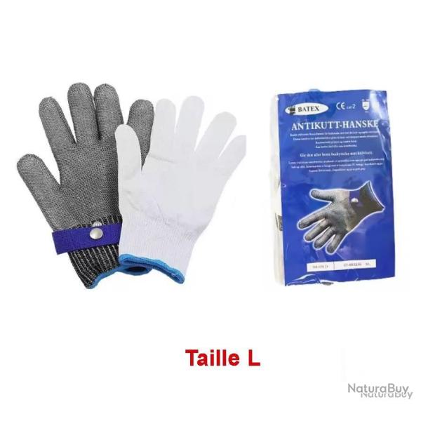 Gant anticoupure acier + gants pp gaucher / droitier - protection niveau 5 - L - LIVRAISON GRATUITE
