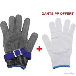 Gant anticoupure acier + gants pp gaucher / droitier - protection niveau 5 - XL - LIVRAISON GRATUITE