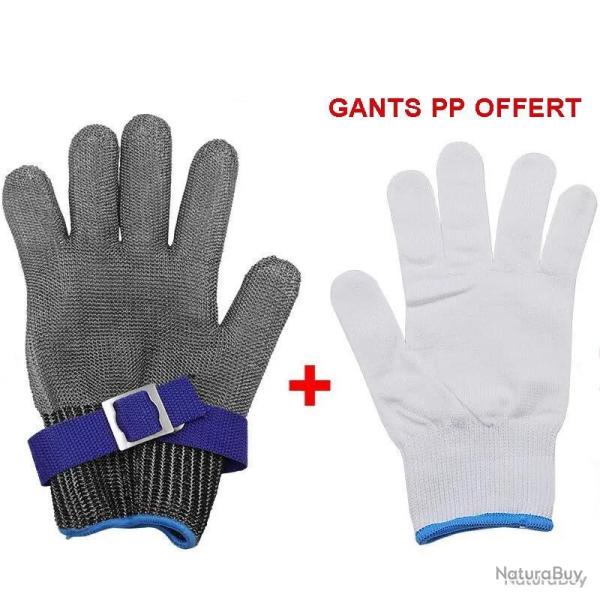 Gant anticoupure acier + gants pp gaucher / droitier - protection niveau 5 - XL - LIVRAISON GRATUITE