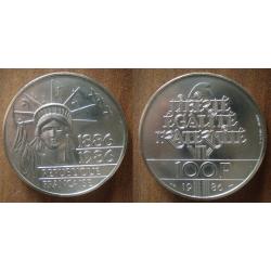 France 100 Francs 1986 Piece Commemo Argent Statue de la Libert&eacute;