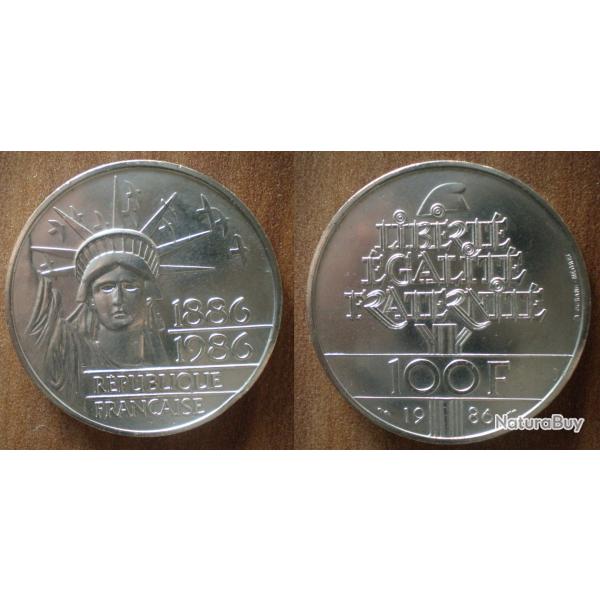 France 100 Francs 1986 Piece Commemo Argent Statue de la Libert�
