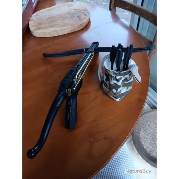 PACK PISTOLET ARBALTE COBRA 80lbsFlches de chasse + carquois