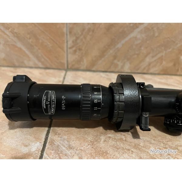 Lunette Schmidt et Bender 3-12x50 montage Stanag FR-F1 FR-F2