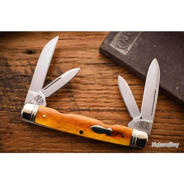 Couteau Rough Ryder Reserve Congress 4 Lames Acier D2 Manche Os Tabac Boite Collector RRR051