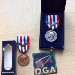 Lot m&eacute;dailles du travail Aviation DGA
