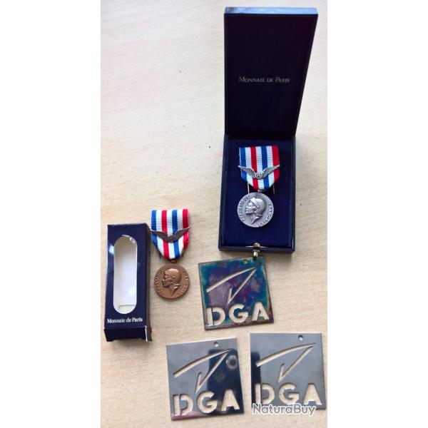 Lot m�dailles du travail Aviation DGA