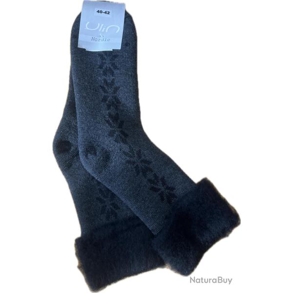 Chaussettes femme et homme chaudes laine 90 polaire cocoon thermotherapie et pieds sensibles 40/42 g