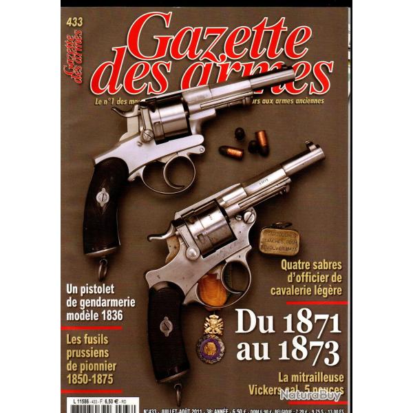 gazette des armes 433 ,du 1871 au 1873, mitrailleuse vickers 5 pouces,