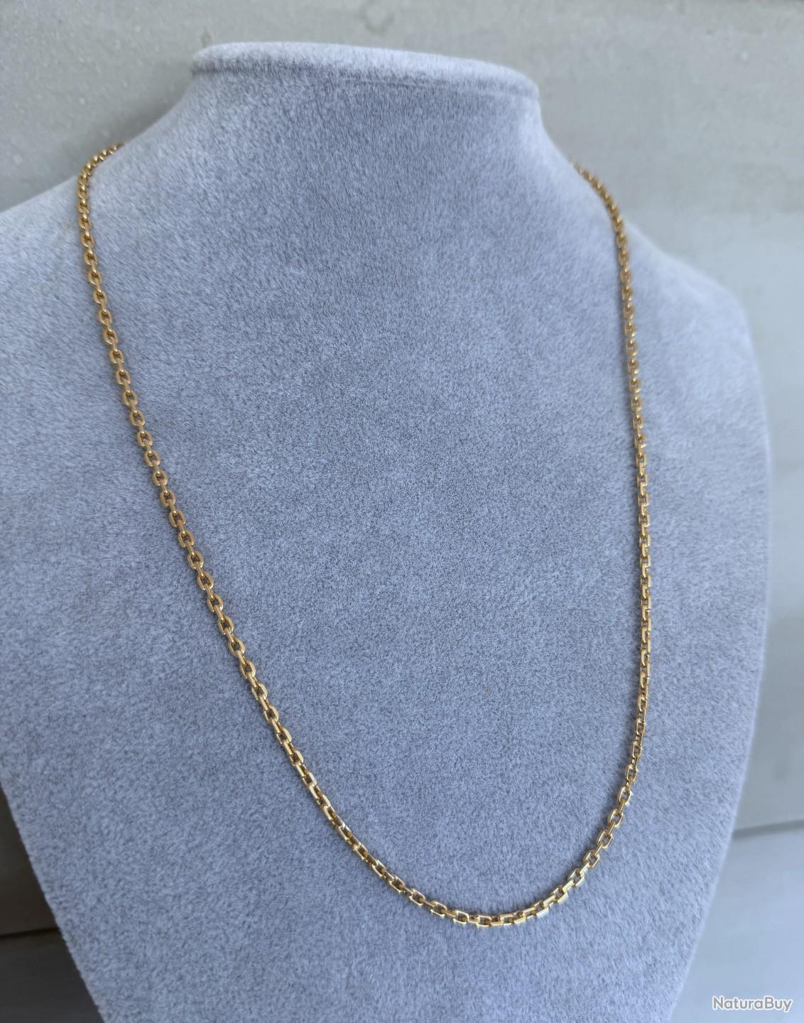 Chaîne En Or Rose 18 Carats - 45 Cm - Maille Forçat Diamantée - Occasion
