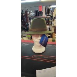 CHAPEAU VERT avec lanière cuir - 100% LAINE T58 - SYMPATEX - neuf