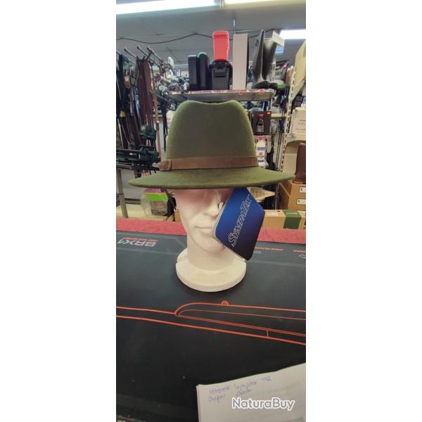 CHAPEAU VERT avec lanire cuir - 100% LAINE T58 - SYMPATEX - neuf