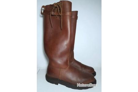 Bottes Paraboot Saumur - Taille 43,5-44 EU (10 UK / 11 US) - Cuir Marron, Style Motard Vintage Occasion