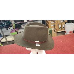 CHAPEAU VERT  EN FEUTRE avec lani&egrave;re cuir - LODENHUT - T61
