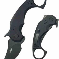 Couteau Pliant Kubey Jaw Pikal Karambit Lame Acier 14C28N Manche G-10 Noir KUB440F