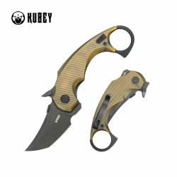 Couteau Pliant Kubey Jaw Tanto Karambit Lame Acier 14C28N Manche Ultem Ambré KUB439E