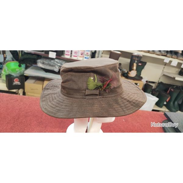 CHAPEAU HUIL� marron avec mouche sur le cot� - XL - NEUF