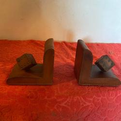 Serre livres art Deco en cuir