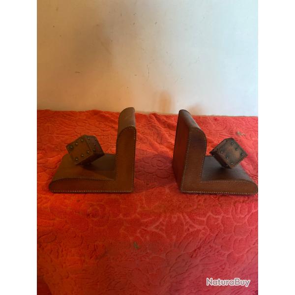 Serre livres art Deco en cuir