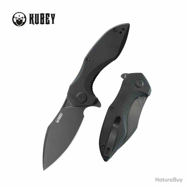 Couteau Pliant Kubey Noble Lame Clip Point Acier 14C28N Manche G10 Noir KUB236O