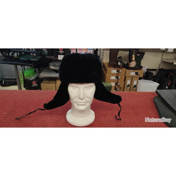 CHAPKA NOIR AVEC FOURRURE - NEUF