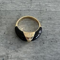 Bague en or massif 18 carats et onyx - taille 52