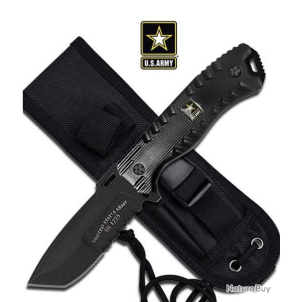 A1016BK - Poignard US ARMY STRONG Champ Fixed Blade Noir