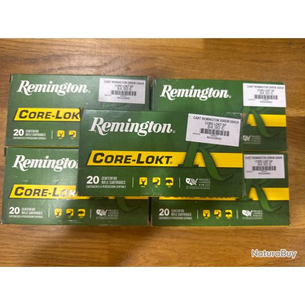 Lot de 5 botes Remington Core Lokt cal 35 Remington